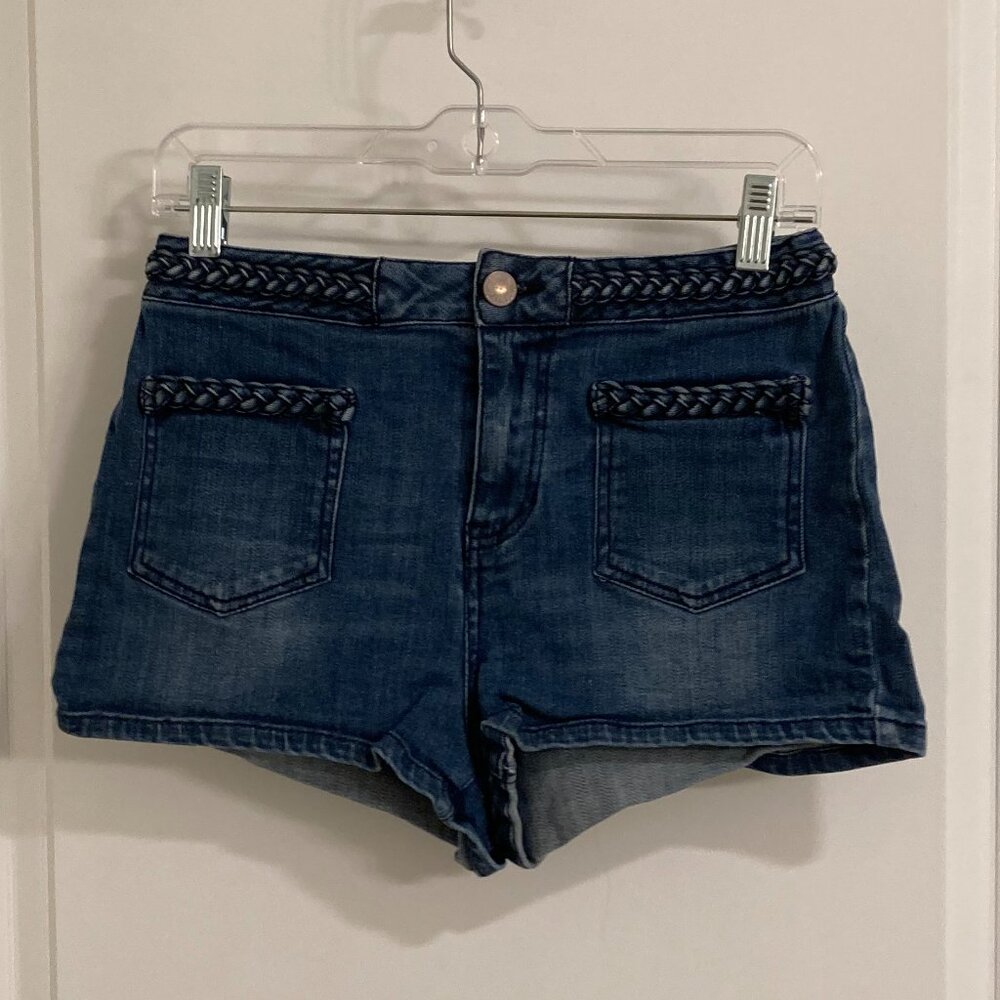 Braided High Waisted Denim Shorts